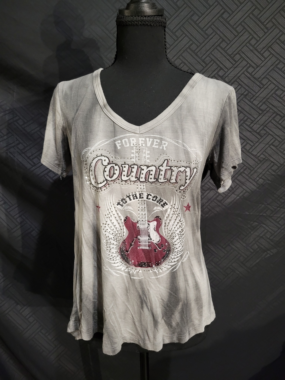 Liberty Wear Ladies Forever Country Graphic Charcoal Grey T-Shirt Medium